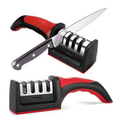 3-in-1 Professional Stainless Steel Knife Sharpener - Quick and Easy to Use - Ideal for Kitchen Knives and Scissors