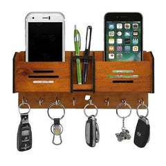 Lifestyle Glory Brand GEOMETRIC multipurpose design Wood Key Holder I 8 Hocks I Brown I Home Decoration