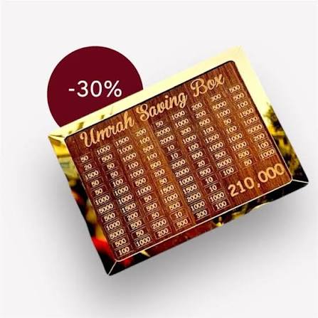 Umrah Saving Box - Wooden Umrah Saving Box - 280 Days Savings Plan-Gift for Muslims Money Saving Box