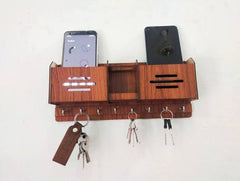Lifestyle Glory Brand GEOMETRIC multipurpose design Wood Key Holder I 8 Hocks I Brown I Home Decoration