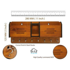 Lifestyle Glory Brand GEOMETRIC multipurpose design Wood Key Holder I 8 Hocks I Brown I Home Decoration