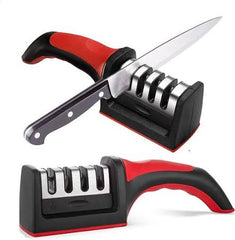 3-in-1 Professional Stainless Steel Knife Sharpener - Quick and Easy to Use - Ideal for Kitchen Knives and Scissors