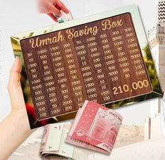 Umrah Saving Box - Wooden Umrah Saving Box - 280 Days Savings Plan-Gift for Muslims Money Saving Box