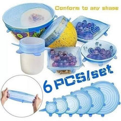 Universal Food Silicone Cover. Reusable 6Pcs