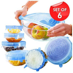 Universal Food Silicone Cover. Reusable 6Pcs